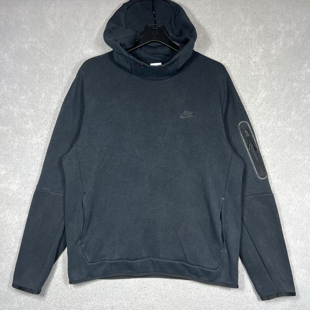 Nike Sportswear Tech Fleece Sweatshirt Men's Large Pullover Hoodie Triple/ Black